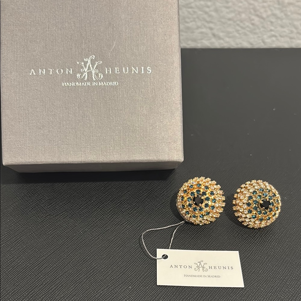 Gold and Green Sunburst Earrings